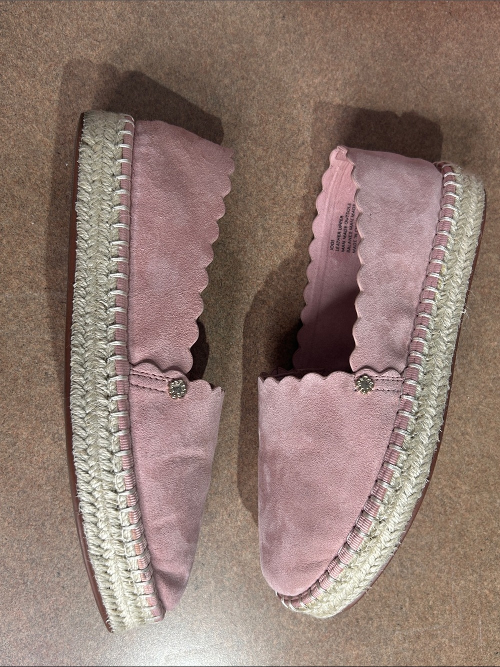 crown & ivy Blush Pink Suede Scalloped Espadrille Flats